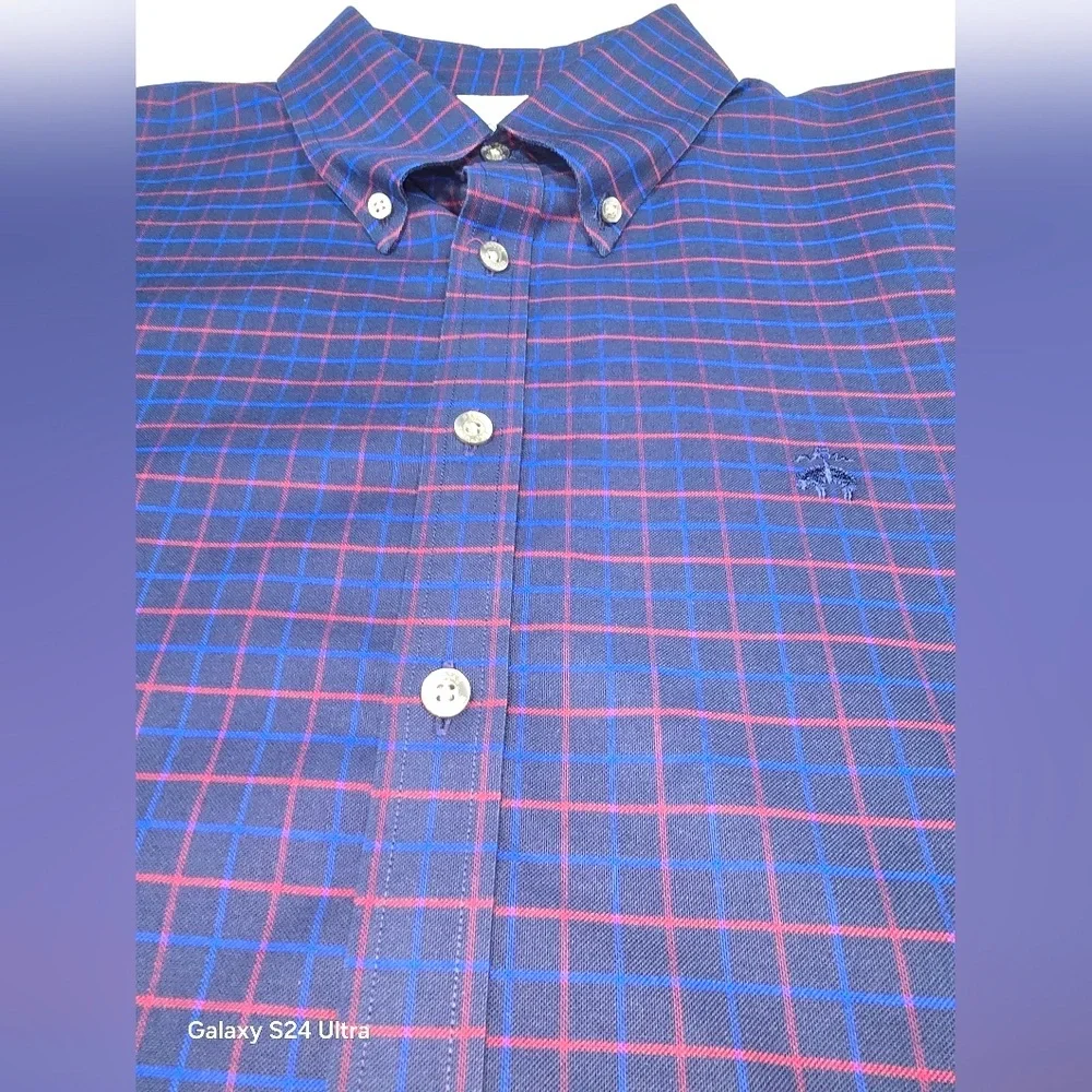 NWOT Brooks Brothers MILANO‎ Non-Iron Stretch Plaid Long Sleeve Butyon Down XL